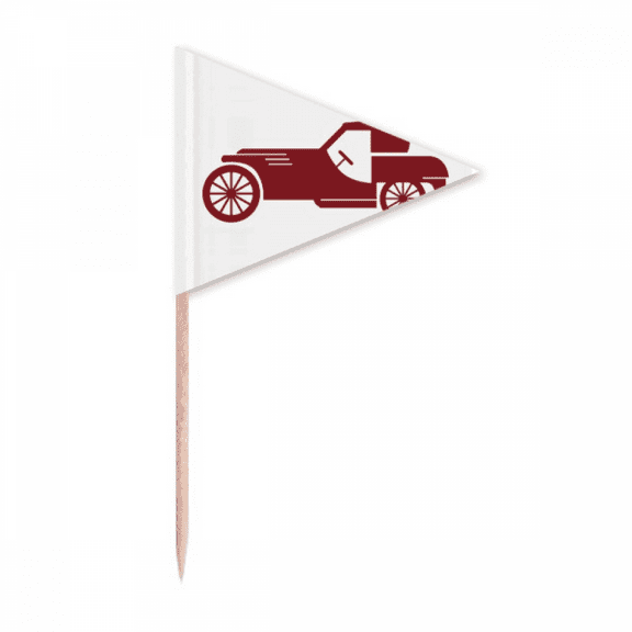 Geometric Classic Red Cars Outline Toothpick Triangle Cupcake Toppers Flag
