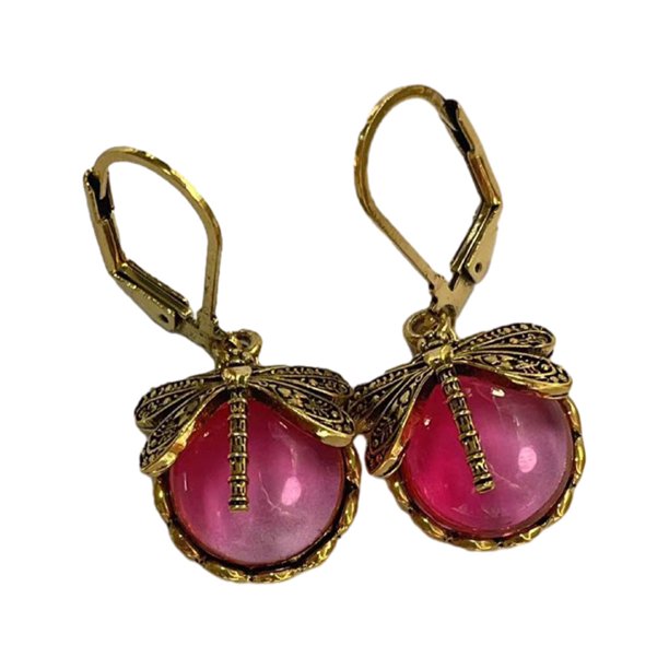 Guardurnaity Pendientes colgantes de piedra lunar con incrustaciones de patrón tallado para un aspecto elegante y vintage, seguros para regalo de Ropa, zapatos y accesorios Miscelánea Rosa roja