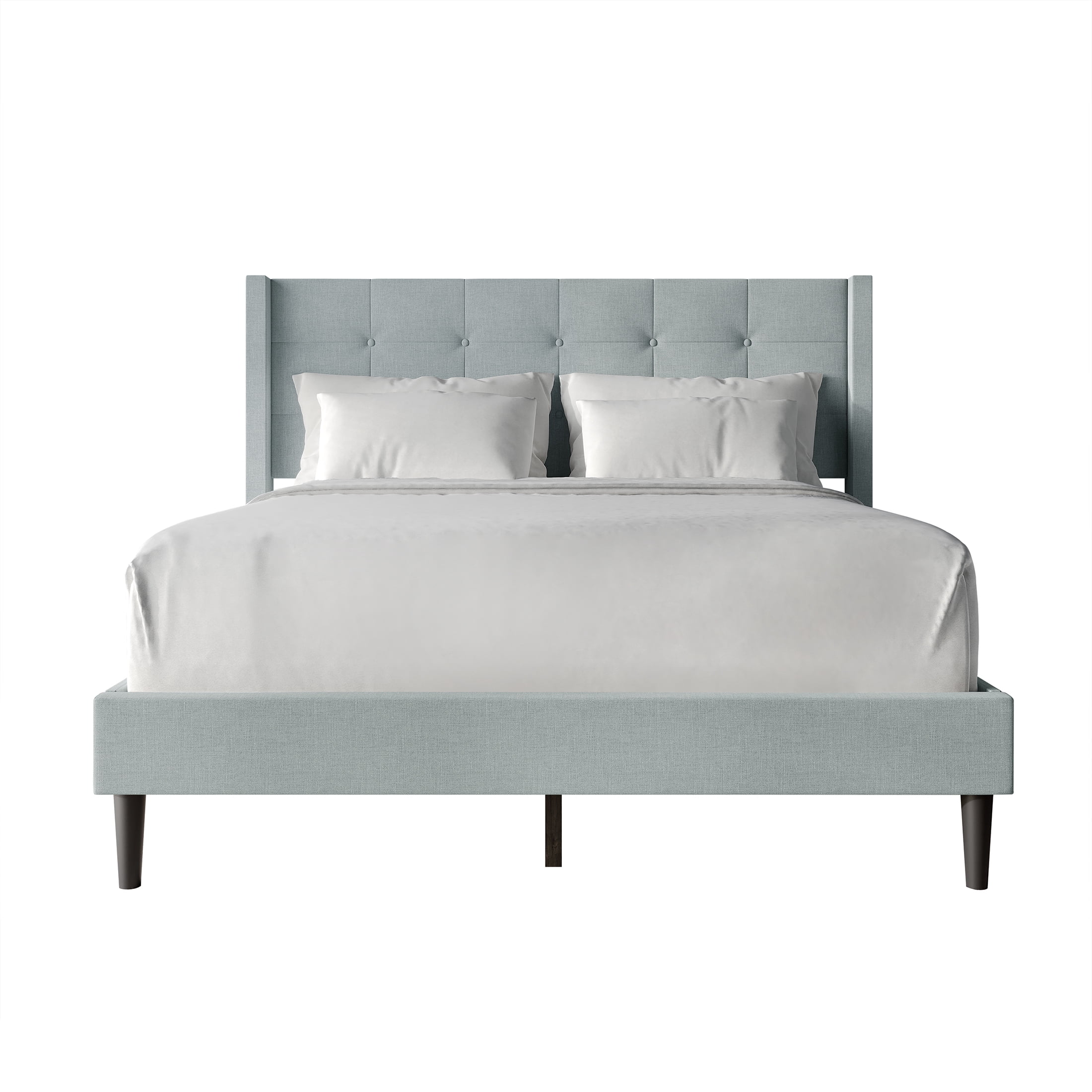 Castle Place Elegance Wingback King Platform Bed, Light Blue