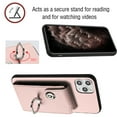 thumbnail image 4 of Allytech Wallet Case for Apple iPhone 11 Pro with Ring Holder Stand, Vintage Premium PU Leather 8 Cards Slots Shockproof Bumper Anti-Scratch Magnetic Closure Case Cover for iPhone 11 Pro,Pink, 4 of 6