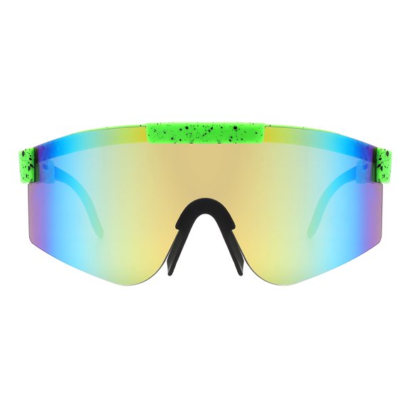 Sports Shield Sunglasses Half Rim Adjustable Temples Light Weight UV 400 Green