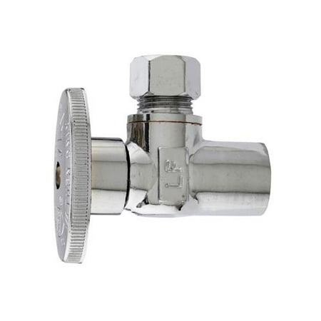1/4 Turn Angle Supply Valve - Plumb Pak MP2780PCLF Angle Supply Stop Valve, 1/4 Turn, Chrome, 1/2-In. Copper Sweat x 3/8-In. O.D. Compression