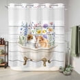 thumbnail image 6 of No Hook Shower Curtain, Spring Floral Animals Shower Curtains for Bathroom with See Through Top Window, Elegant Flowers Leaves Farmhouse Wooden Waterproof & Washable Bath Curtain 66"x72", 6 of 9