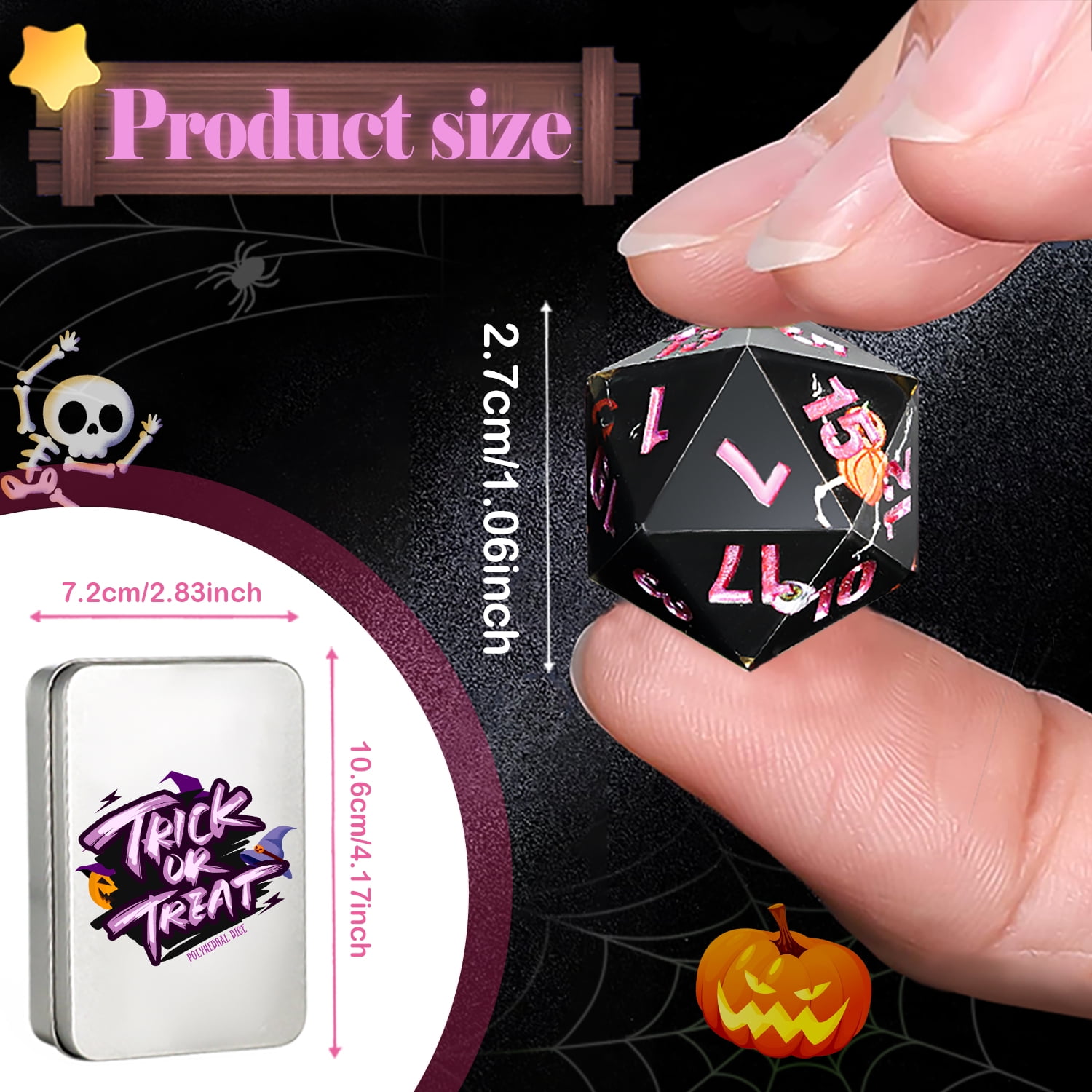 SWAJUJA Dark Fantasy Polyhedral DND Dice Set, 7 Pieces