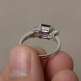 thumbnail image 2 of Natural Amethyst Rings Princess Cut Purple Gemstone Rings February Birthstone 925 Silver Rings Vintage Ring, 2 of 3