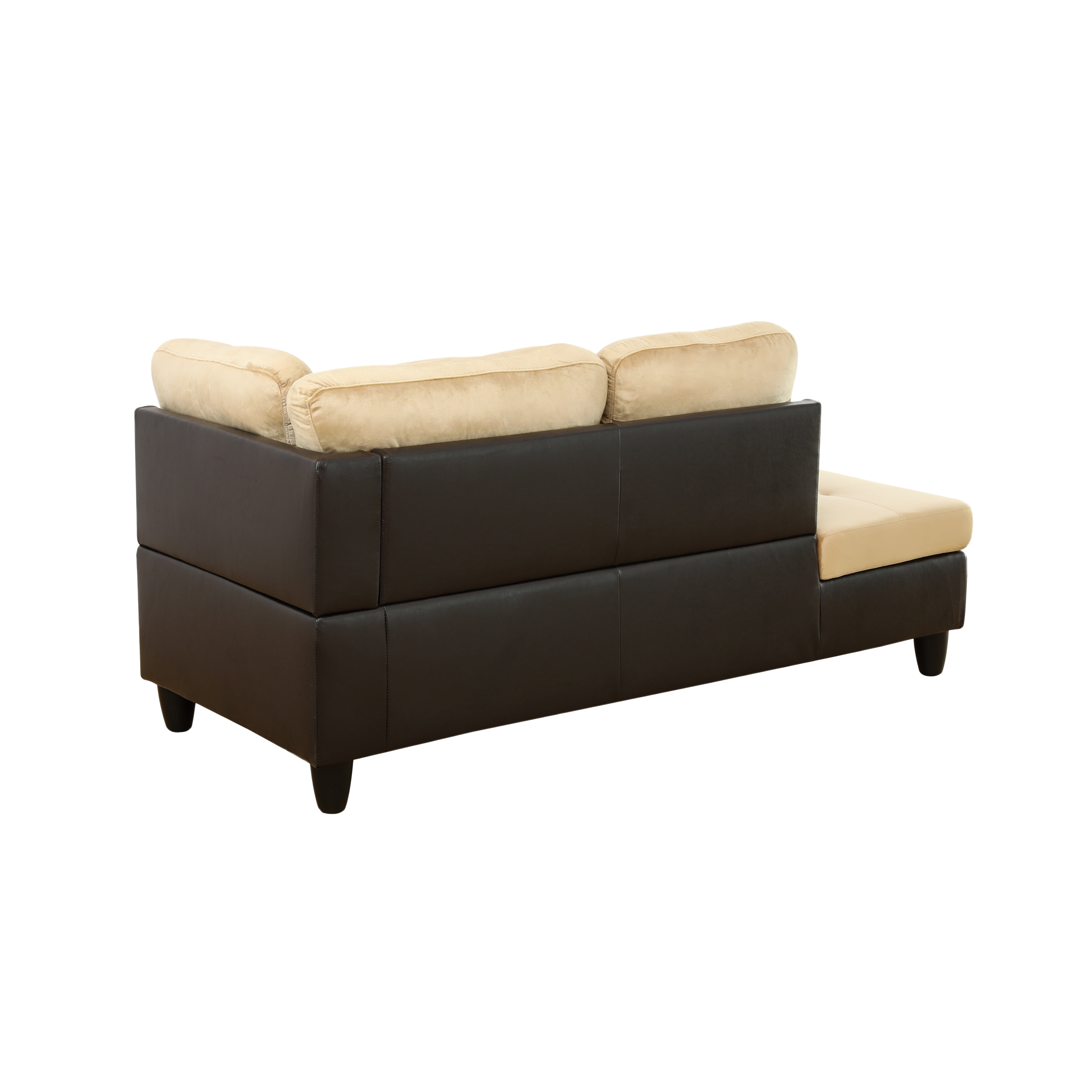 MAYEERTY Beige & Brown 3-Piece Lint & PVC Couch Warm Two-Tone Inviting Living Room
