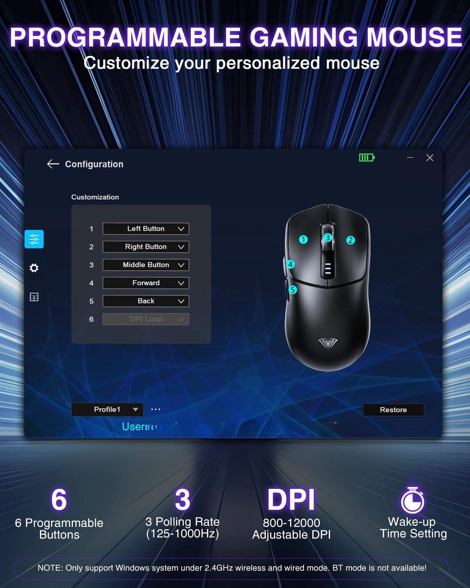 Sc580x Wireless Gaming Mouse  Tri-mode 2.4g/bt5.0/usb-c Mice With 12000 Dpi 6 Buttons Rechargeable Computer For Laptop/pc/mac/tablet