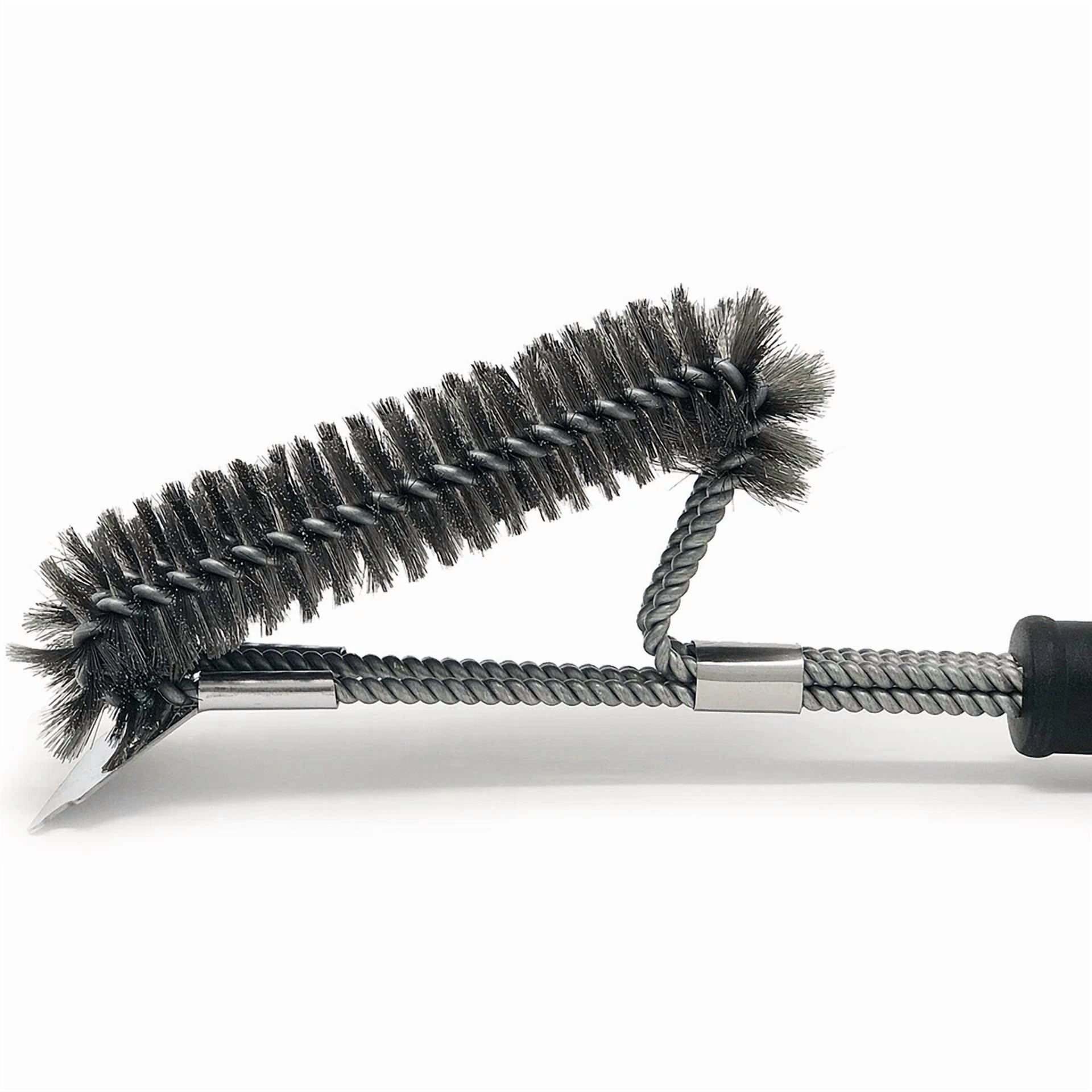 CRESTIN- Triple Head Bbq Grill Brush - Bbq Grate Cleaning Stainless Steel Bristles