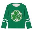 thumbnail image 5 of Girls Green St. Patrick's Day Long Sleeve Shirt Shamrock Bagpipes Graphic Tee Kids Irish Holiday Tops Polyester Spandex 4-14 Years,Size 9 T, 5 of 5