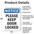 thumbnail image 2 of (2 Pack) Please Keep Door Locked OSHA Notice Sign 12 Inch X 18 Inch Indoor / Outdoor Rust-Free Aluminum Metal Signs for Workplace, Workshop, and Construction Site, Made in the USA, 2 of 8