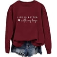 thumbnail image 2 of GVABRLN la Vie Est Meilleure avec Mes Garçons Chandail en Molleton Femmes Maman Vie Col Rond Manches Longues T-Shirts Graphiques Maman Maman Pull Tops, 2 of 5