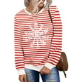 thumbnail image 5 of Yteetum Christmas Crewneck Hoodless Sweatshirts for Women Oversize Loose Fits Long Sleeve Shirts Pullover Sweatshirt Top Womens Christmas Stripe Print Round Neck No Hood Sweatshirt Fall Clothes, 5 of 5