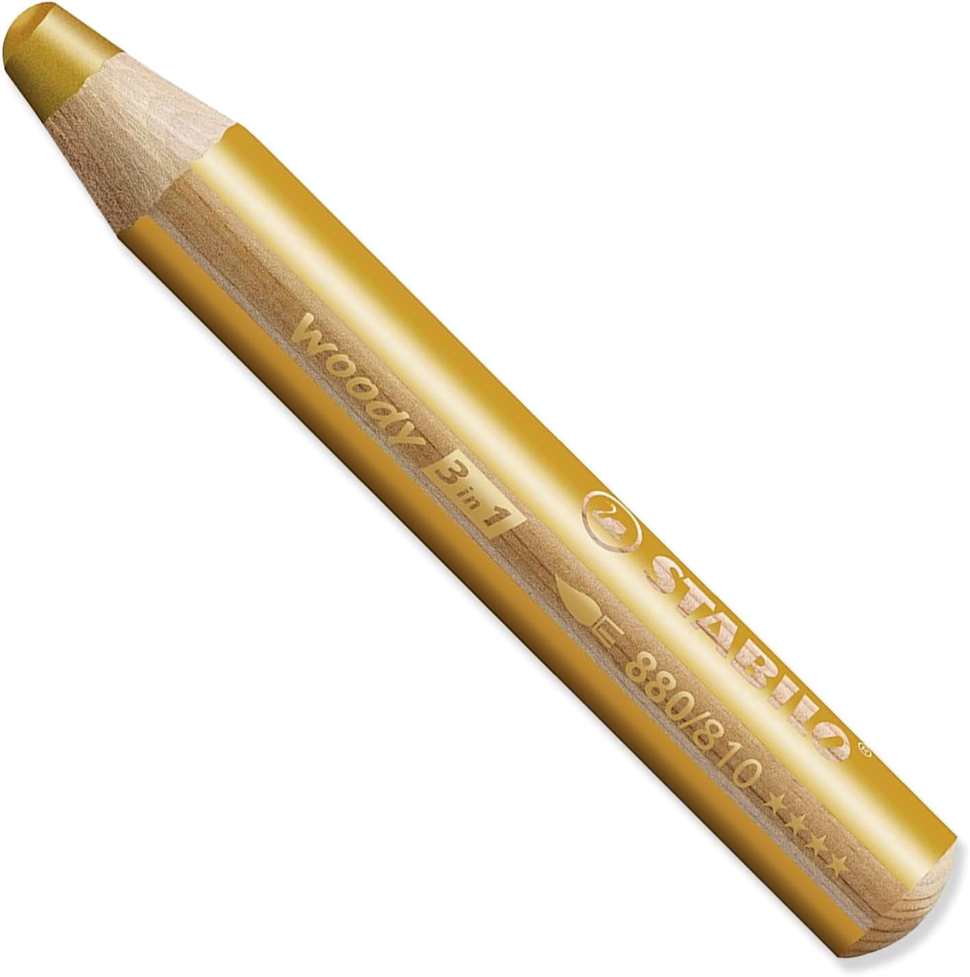 Multi-Talented Pencil - STABILO Woody 3-in-1 - Basic Box of 5 - Silver, Gold, White, Black, Red + Sharpener