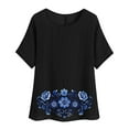 thumbnail image 1 of Camiseta de Mujer Camiseta de Manga Corta Impresión Casual Raglan Suelto de Lino Top Blusas, Cuello de la Tripulación, 1 of 5