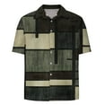 thumbnail image 5 of ZCFZJW Mens Hawaiain T-Shirts Casual Summer Short Sleeve Striped Color Block Printed Button Down Graphic Beach Shirts Loose Regular Fit Cotton Tees Tops Army Green XXXL, 5 of 5