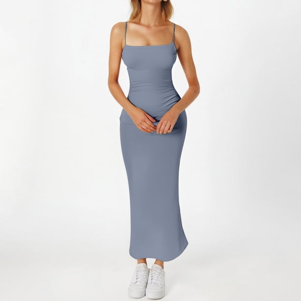 WILLBEST Faldas Para Mujer Vestido De Primavera Para Mujer Vestido De Tirantes De Seda Color Leche Para Verano