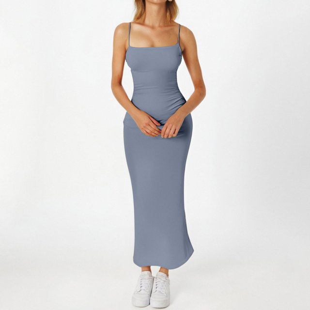 WILLBEST Faldas Para Mujer Vestido De Primavera Para Mujer Vestido De Tirantes De Seda Color Leche Para Verano