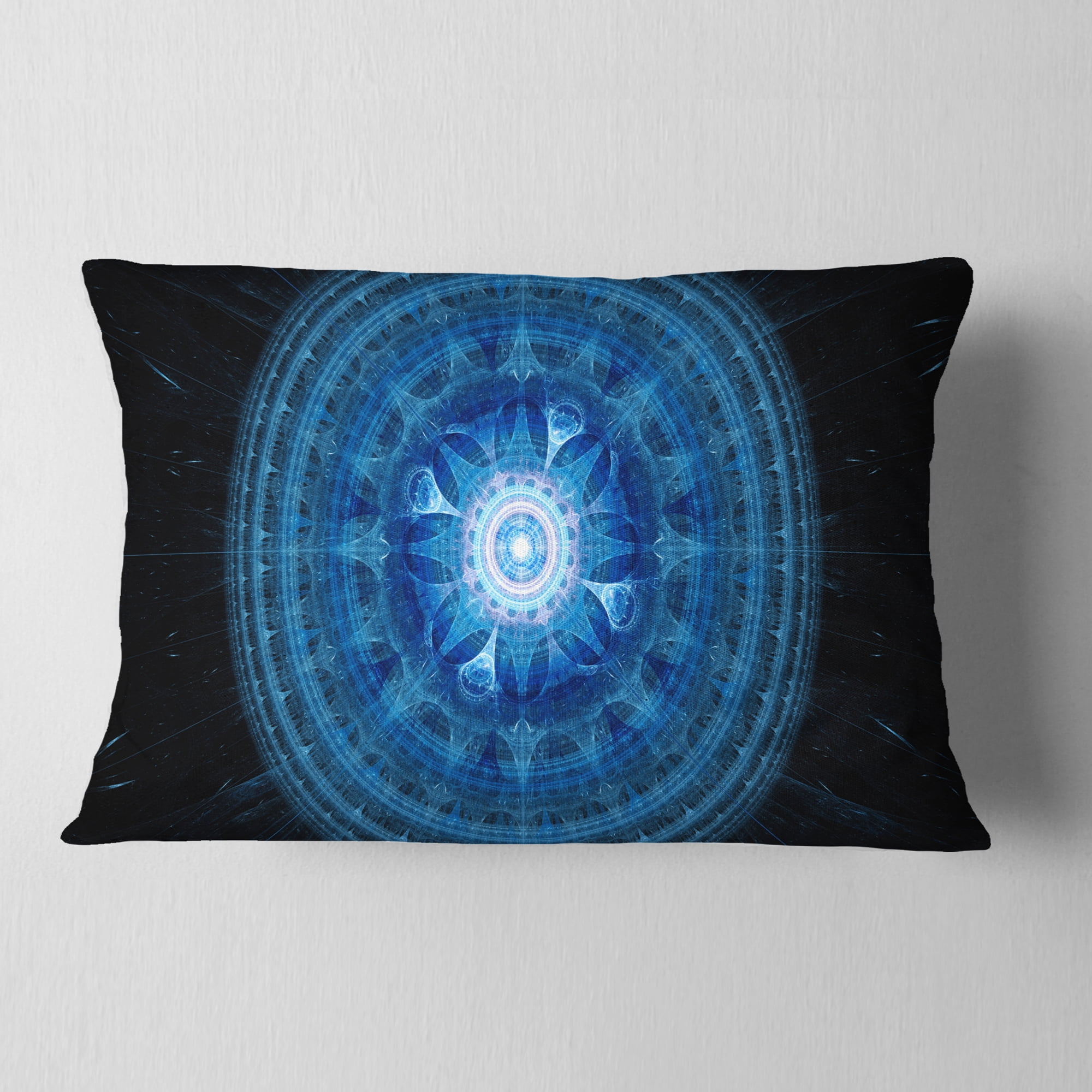 Designart Bright Blue Fractal Sphere - Abstract Throw Pillow - 12x20