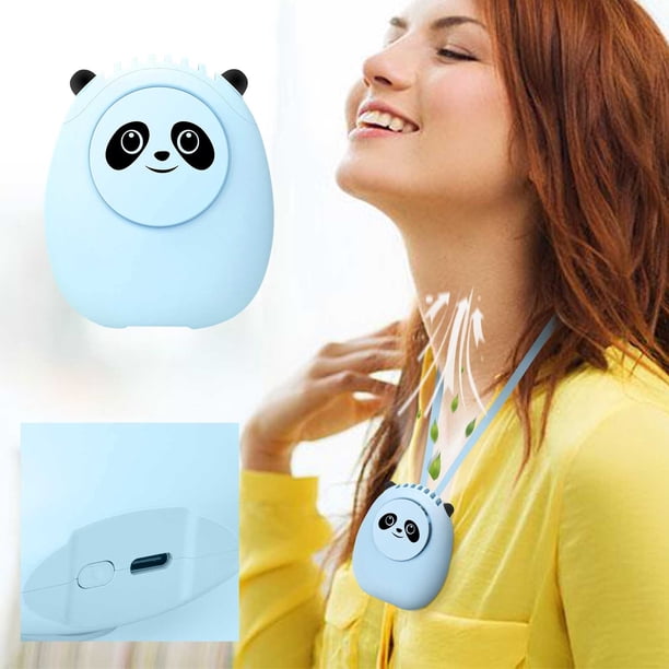 Xihbxyly Ventilador de Cuello Portátil, Recargable Por Usb, Diseño Manos Libres, 3 Velocidades, Soplado Hacia Arriba, Silencioso y de Bajo Consumo, Flujo de Aire Amplio, para Deportes Al Aire Libre,