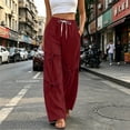 thumbnail image 5 of Gytharion Women's Bow Tie Streetwear Sweatpants with Pockets Drawstring Elastic Waist Joggers Solid Color Loose Wide Leg Pants, 5 of 8