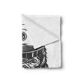 thumbnail image 2 of Vintage Nautical Tattoo Soft Flannel Fleece Blanket, Monochrome Angry Gorilla Mammal Animal in Seaman Hat Pattern, Cozy Plush for Indoor and Outdoor Use, 70" x 90", Dark Grey White, by Ambesonne, 2 of 5