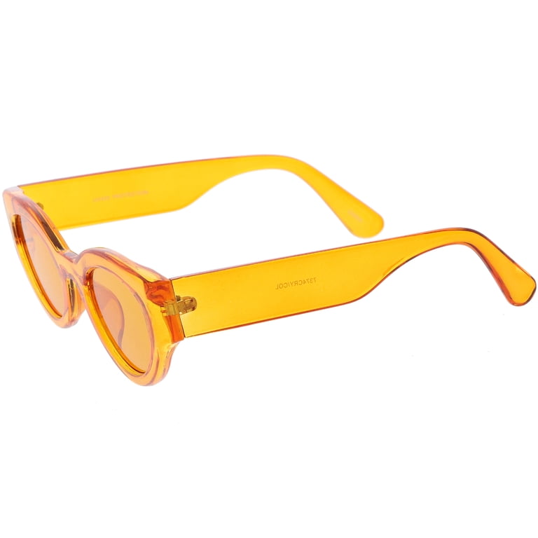 Bold Translucent Thick Cat Eye Sunglasses Color Tinted Oval 