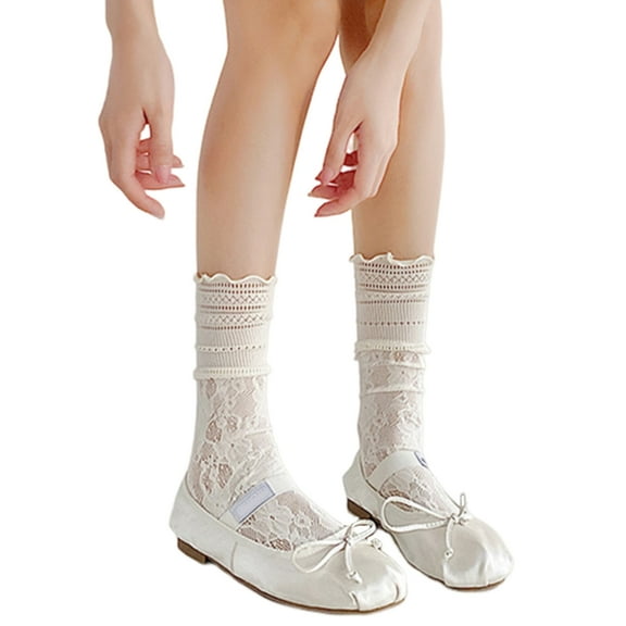 Women's LolitasSocks Frilly Sheer SocksTransparents Ankle Socks Dress Socks Sweet Lace Meshes Socks Gifts