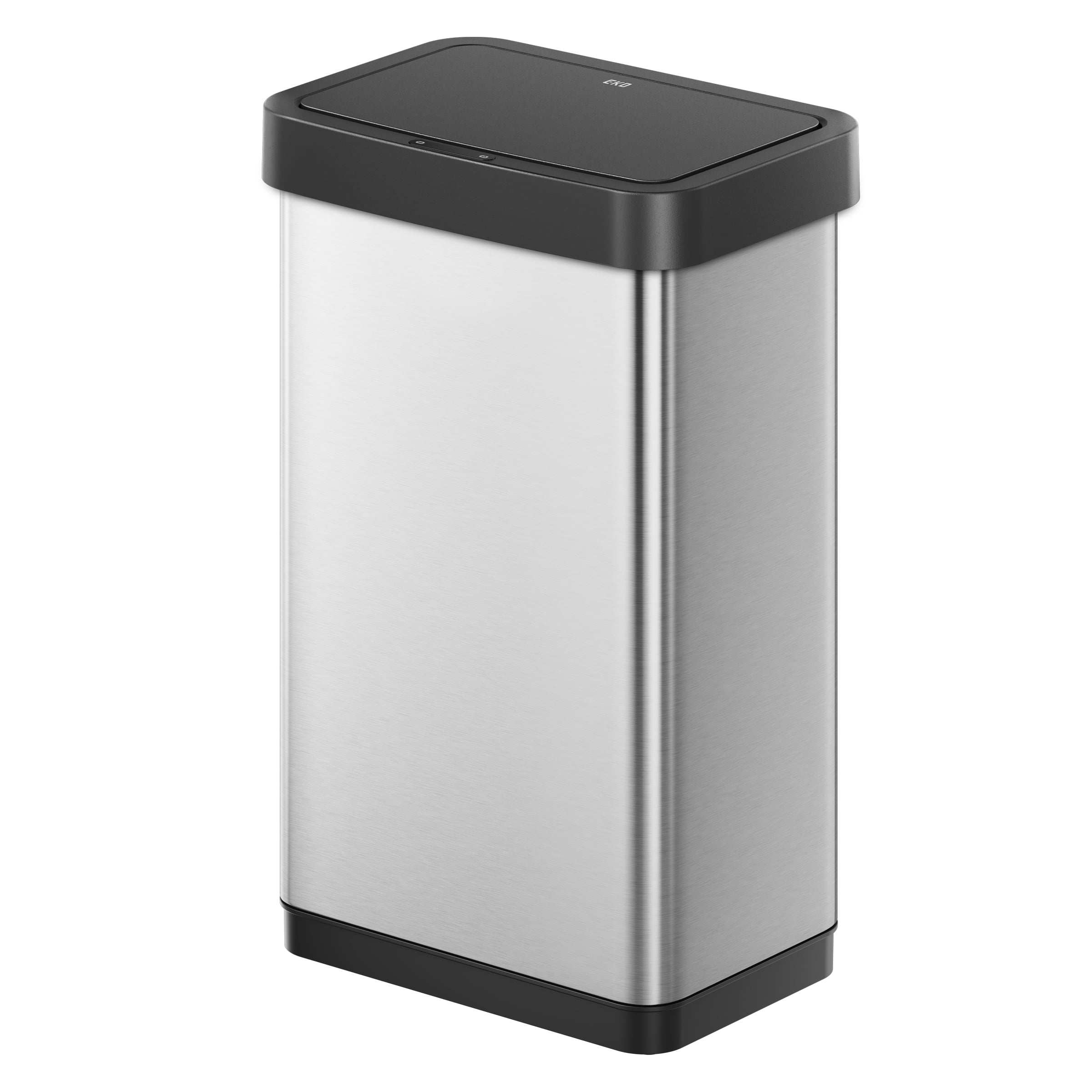 EKO Horizon Lite Kitchen Trash Can, 13.2 Gallon Brushed Stainless Steel Motion Sensor Garbage Bin, Silver with Sample Trash Bags Included