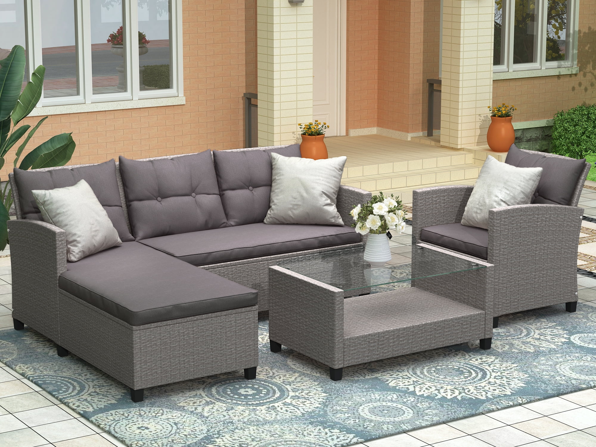 modern wicker sectional