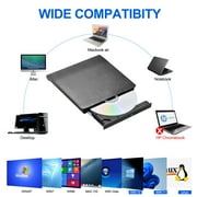 External DVD Drive, Lychee USB 3.0 Type C CD DVD Burner Player Reader Writer Compatible with PC Laptop Desktop MacBook Mac Windows Linux OS, Mac, Black