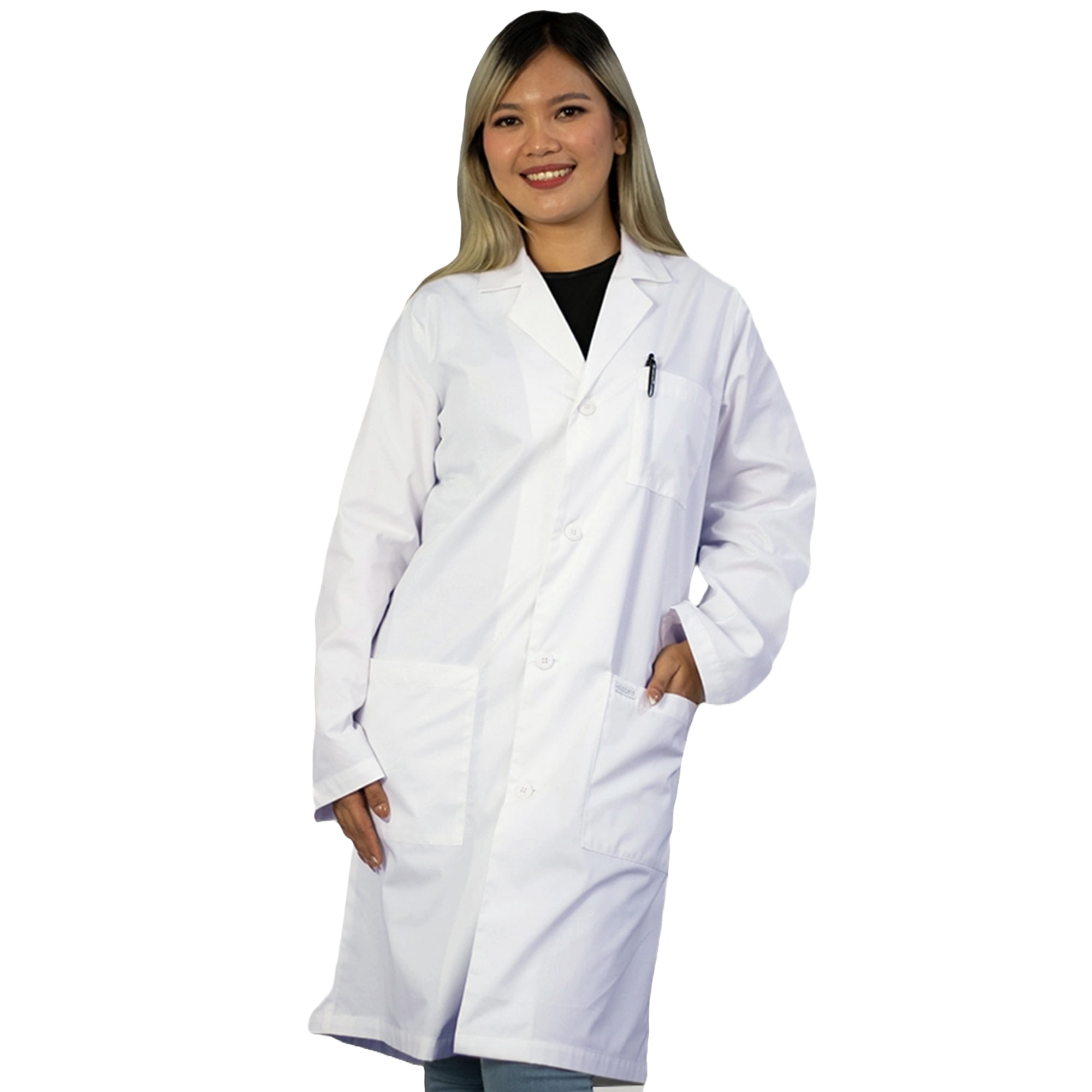 HEEDFIT Professional Ladies Ultra-Comfortable Poly-Cotton 40” Long Reusable Lab Coats