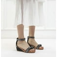 thumbnail image 4 of Womens Heeled Sandals Bow Ankle Strap Open Toe Chunky Heels Sandals Dress Bridal Wedding Shoes, 4 of 8
