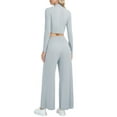 thumbnail image 6 of Jusfitsu Yoga Outfits for Women Two Piece Mock Neck Workout Sets with Crop top Long Sleeve Lounge Set, 6 of 8