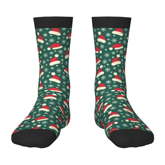 Naloa Santa Hat Joy Green Festive Kids Socks Unisex Kids and Toddlers' Crew Socks, ,1 Pairs