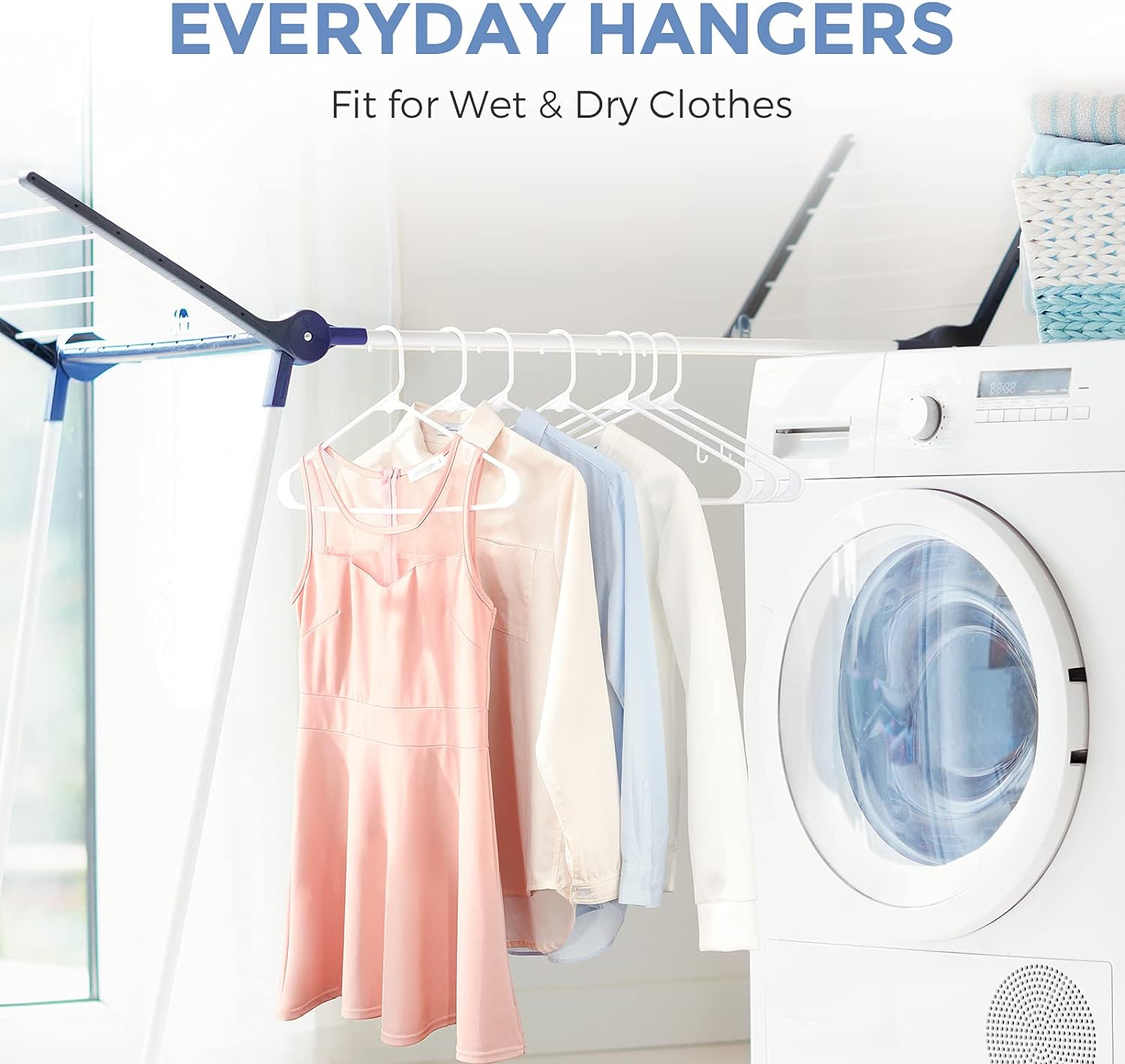 Cozymood Plastic Hangers, 60-Pack, White Space-Saving photo 2