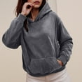 thumbnail image 6 of idosla Womens Oversized Acid Wash Hoodie Unisex Cotton Hoodies Fleece Vintage Washed Sweatshirt Women Men (Grey, S), 6 of 8