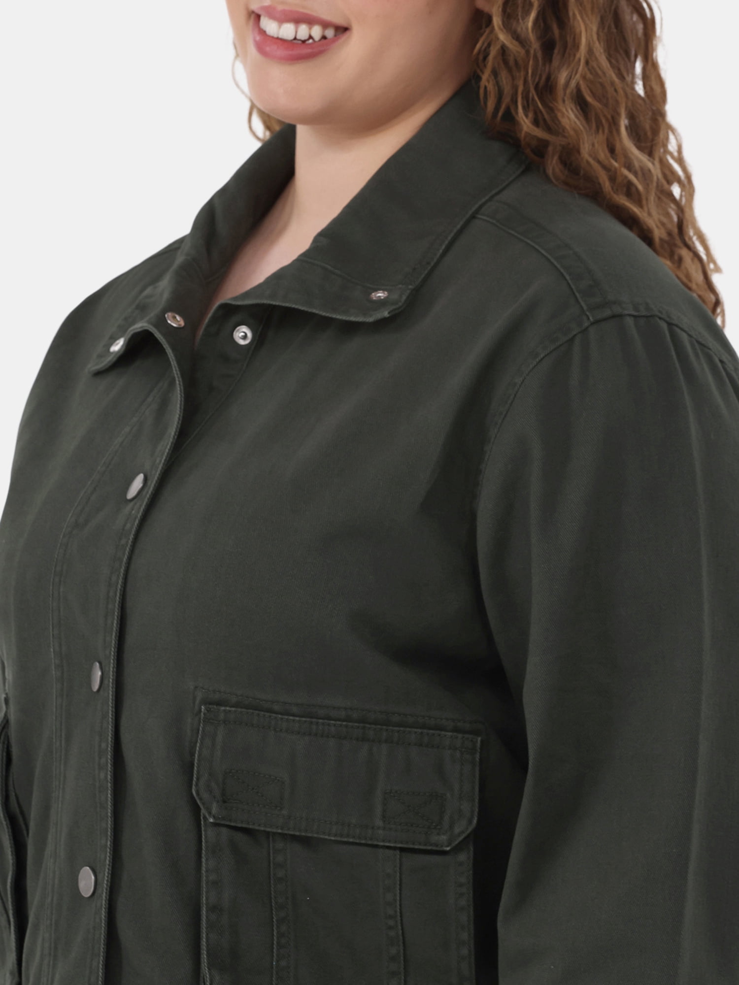Terra & Sky Women's Plus Size Denim Utility Jacket, Sizes 0X-5X