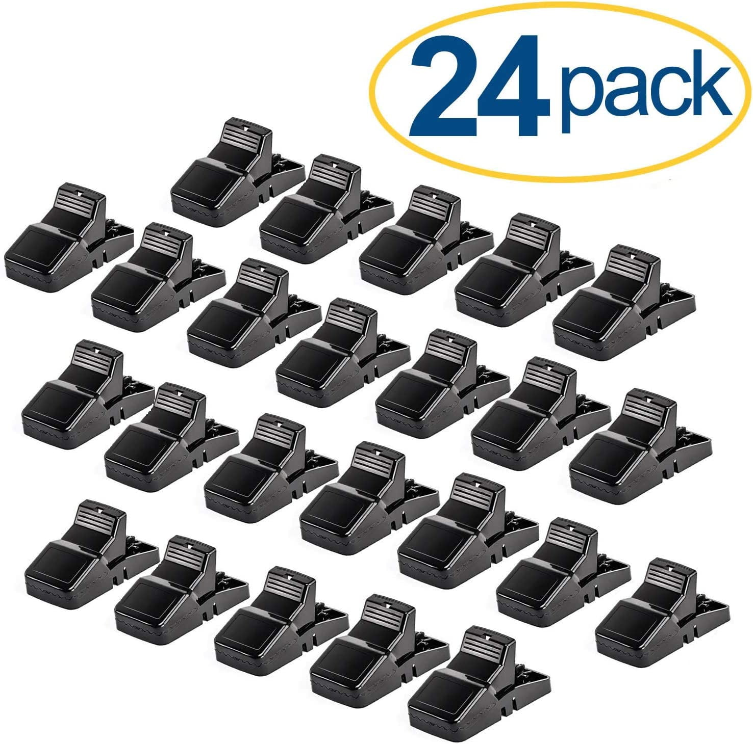 Large Powerful Rat Traps - Kills Instantly with Powerful Steel Spring - Setup in Seconds - Wash & Reuse Over & Over - Hands Free Disposal - Rat Control Without Harmful Poisons (24)
