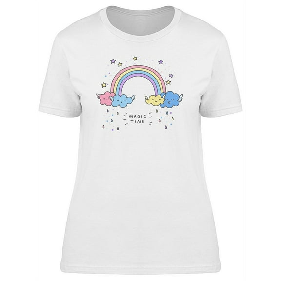 Magic Time Rainbow Clouds T-Shirt Women -Image by Shutterstock, Female Large