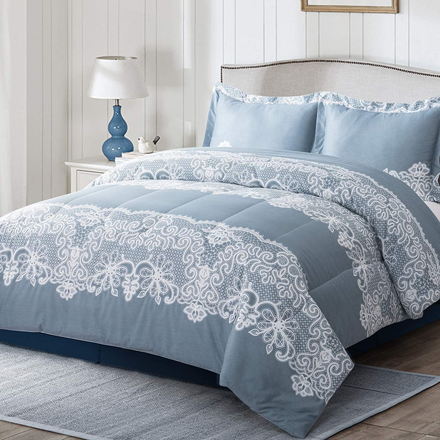 Catalpa Blossoms 100% Cotton Bedding Set:1 Duvet Cover 2 Pillow Shams Queen/King 