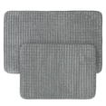 thumbnail image 2 of Lavish Home 2-Piece Jacquard Fleece Memory Foam Bathroom Rugs Set (Platinum), 2 of 4