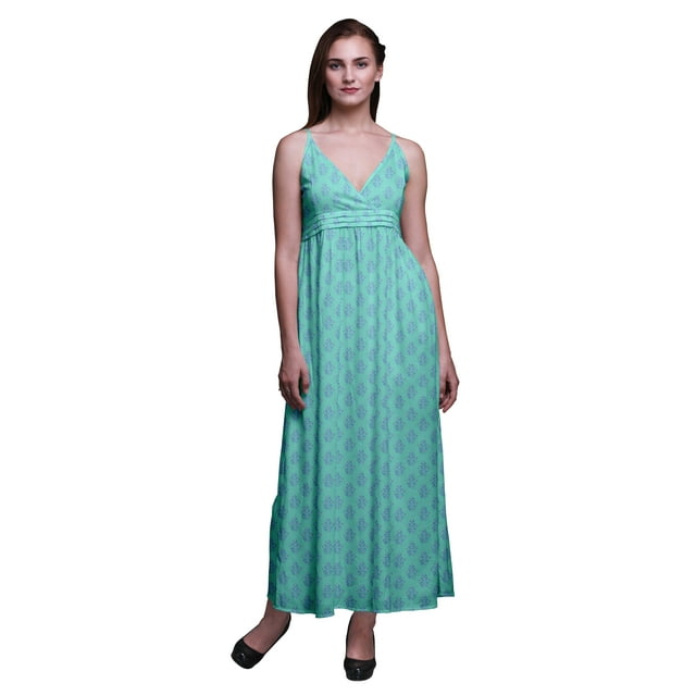 Bimba Robe Longue Chic Imprimée pour Femmes, Style Bohème, Maxi d'Été, Tenue de Plage - Moyen