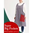 thumbnail image 2 of DELANTAL Delantales grandes de talla grande para mujer con bolsillos Algodón Lino Hornear Cocina Cocinar Gris liso, 2 of 5