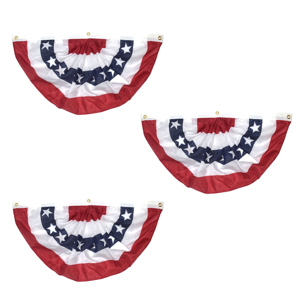 Mjuan Home & Garden Home Textiles,3PC American Pleated Fan Flag USA American Bunting Decoration Logo Print Patriotic Stars and Stripes with Canvas Title
