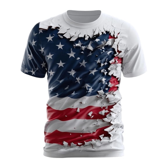 KHONTS Men's American Flag T-Shirt Patriotic Vintage Shirts 4th of July Short Sleeve Hipster Tee Shirt 03-Multicolour XL
