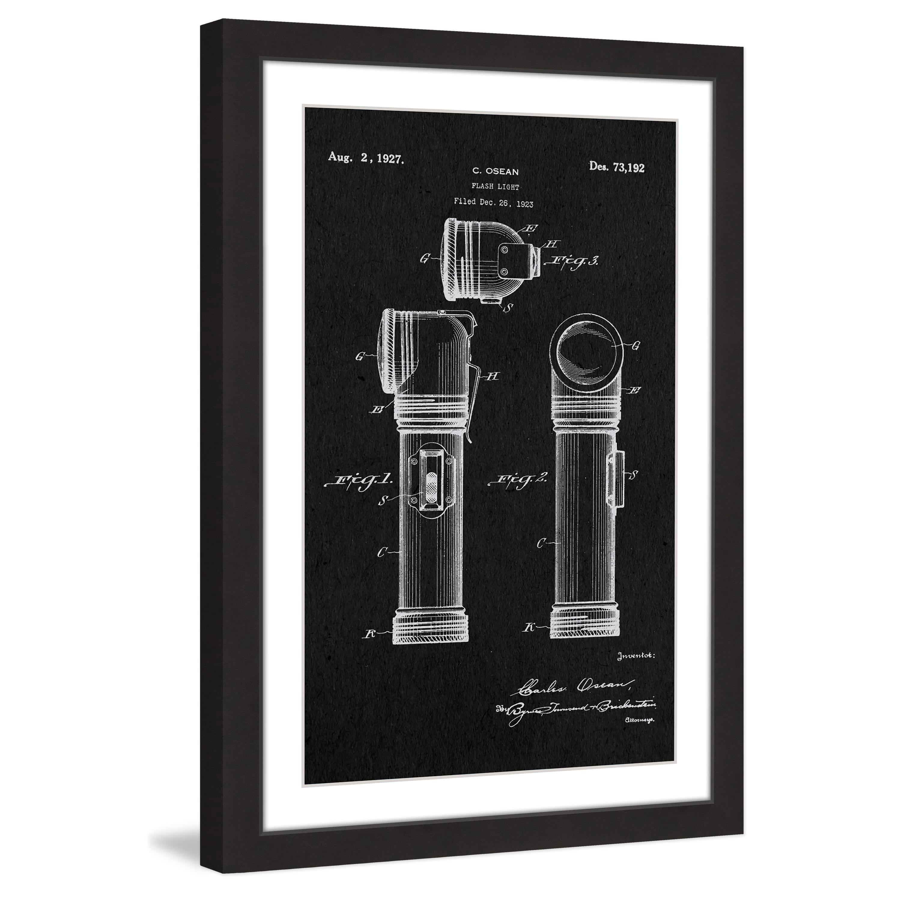 "Flashlight 1923 Black Paper" Framed Painting Print