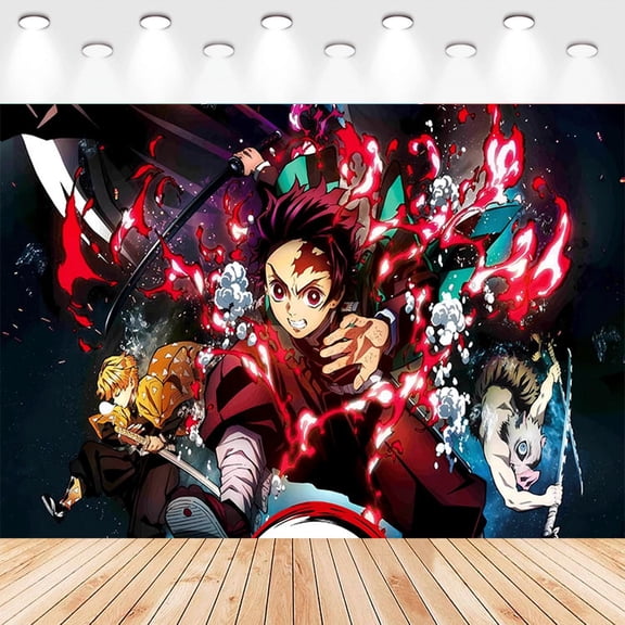 5 X3ft Demon Slayer Cartoon Birthday Party Decorations Supplies, Masks Party Photography Backdrop Photo Decor Banner, Kids Boys Baby Shower Photography Backdrop