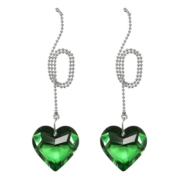 Uxcell 21 Inch Crystal Ceiling Fan Pull Chains, Green, 2 Pcs (Heart Shape)
