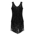 thumbnail image 6 of inhzoy Women's V Neck Shiny Sequins Tassel Latin Dance Dress, 6 of 7