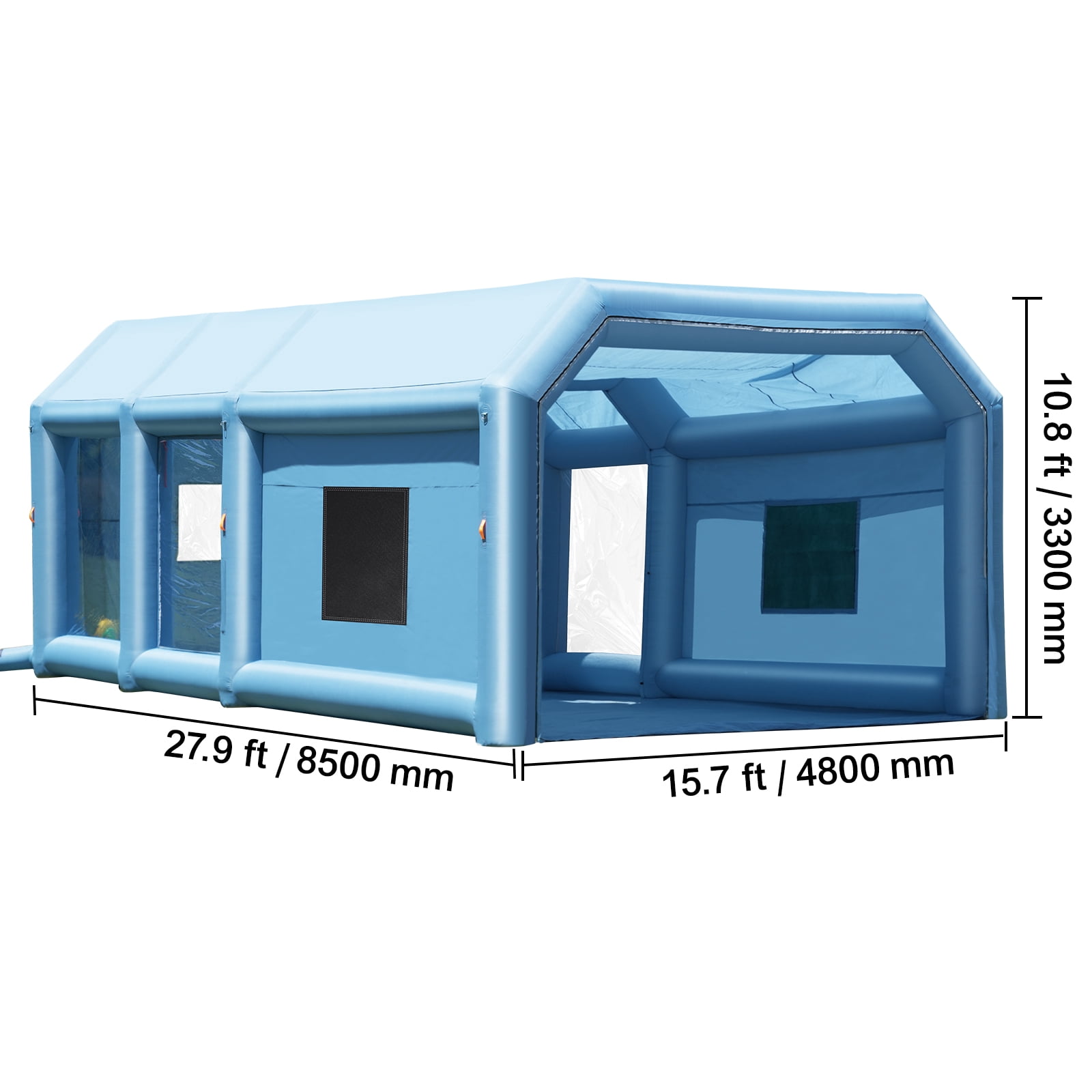 KFFKFF Inflatable Paint Booth, 27.9x15.7x10.8 ft, Includes 950W+750W Blowers, Air Filtration, Ideal for Small Trucks, Large Motorcycles, Midsize Vehicles